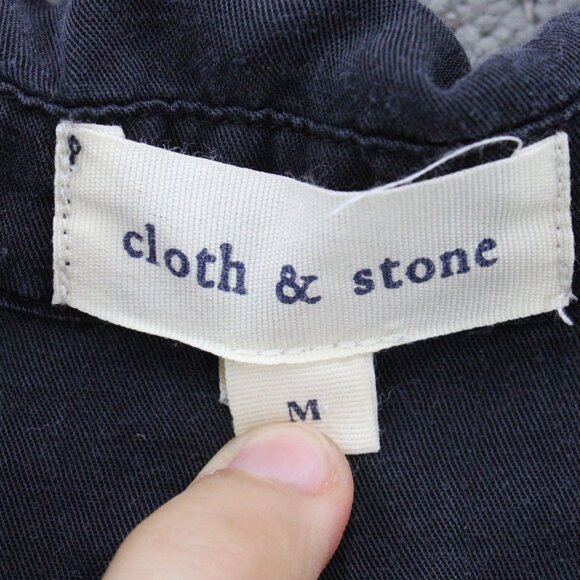 Cloth & Stone Shirt Top Womens Medium M Black Button Down Long Sleeve Collared - Picture 6 of 9